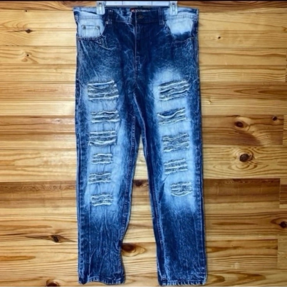 SouthPole y2k acid wash ripped distressed mens 36x32 jeans